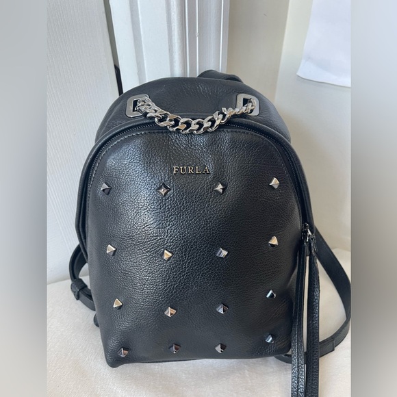 Furla Black Backpack with Studs EUC - Picture 15 of 16